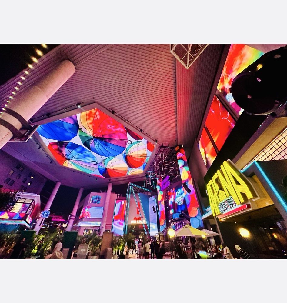 Distrito Tmobile Colorful Ceiling Display San Juan Escambron Beach