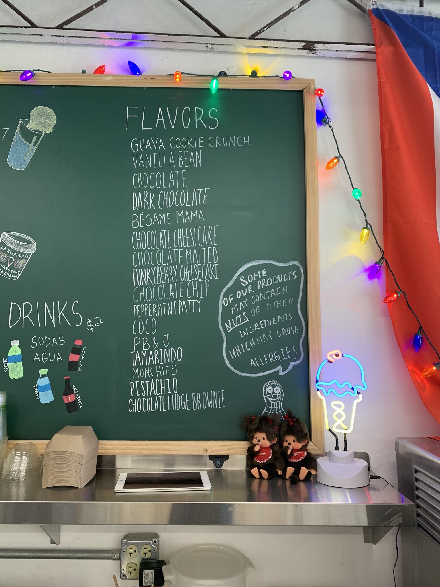 Funkyberry Ice Cream Escambron Beach Menu